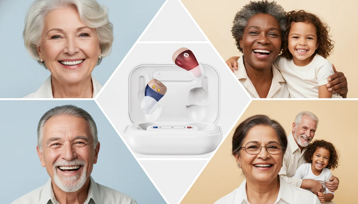 Des clients souriants autour de Clairsound
